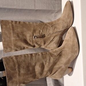 Naked Feet Semper Western Suede Heeled Boots Size 9M